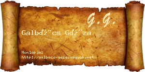 Galbács Géza névjegykártya